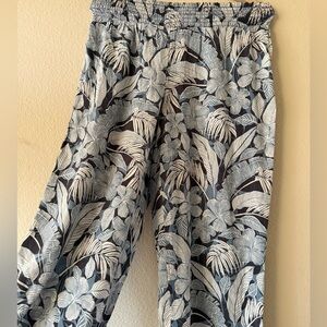 O’Neill Tropical Wide Leg Pants Women’s Size M Blue Floral Beach Resort